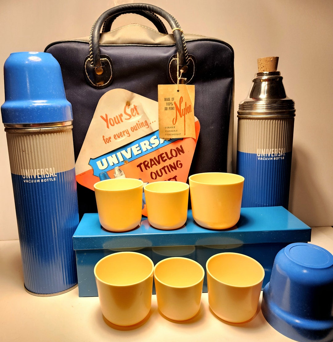 Vintage Landers Frary, Clark Universal Thermos Bottles & Picnic Travel