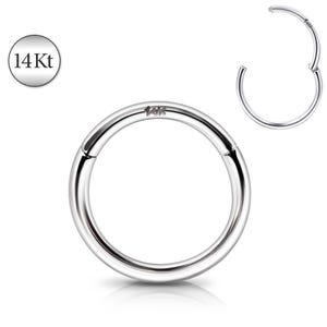 14K Solid WHITE Gold Seamless Hinge Clicker Ear Cartilage Nose Septum Lip Stud Hoop Segment Ring Daith Helix Tragus Orbital Piercing Jewelry