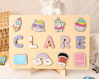 Custom Wooden Name Puzzle, Colorful Toy, New Baby Gift