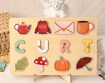 Personalized Wooden Name Puzzle: Montessori Toy, Nursery Decor