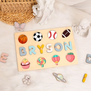 Personalized Name Puzzle for Baby, Wooden Name Puzzle, Name Puzzles for Toddlers, Montessori Baby Toys, First Birthday Gift/Baby Shower Gift