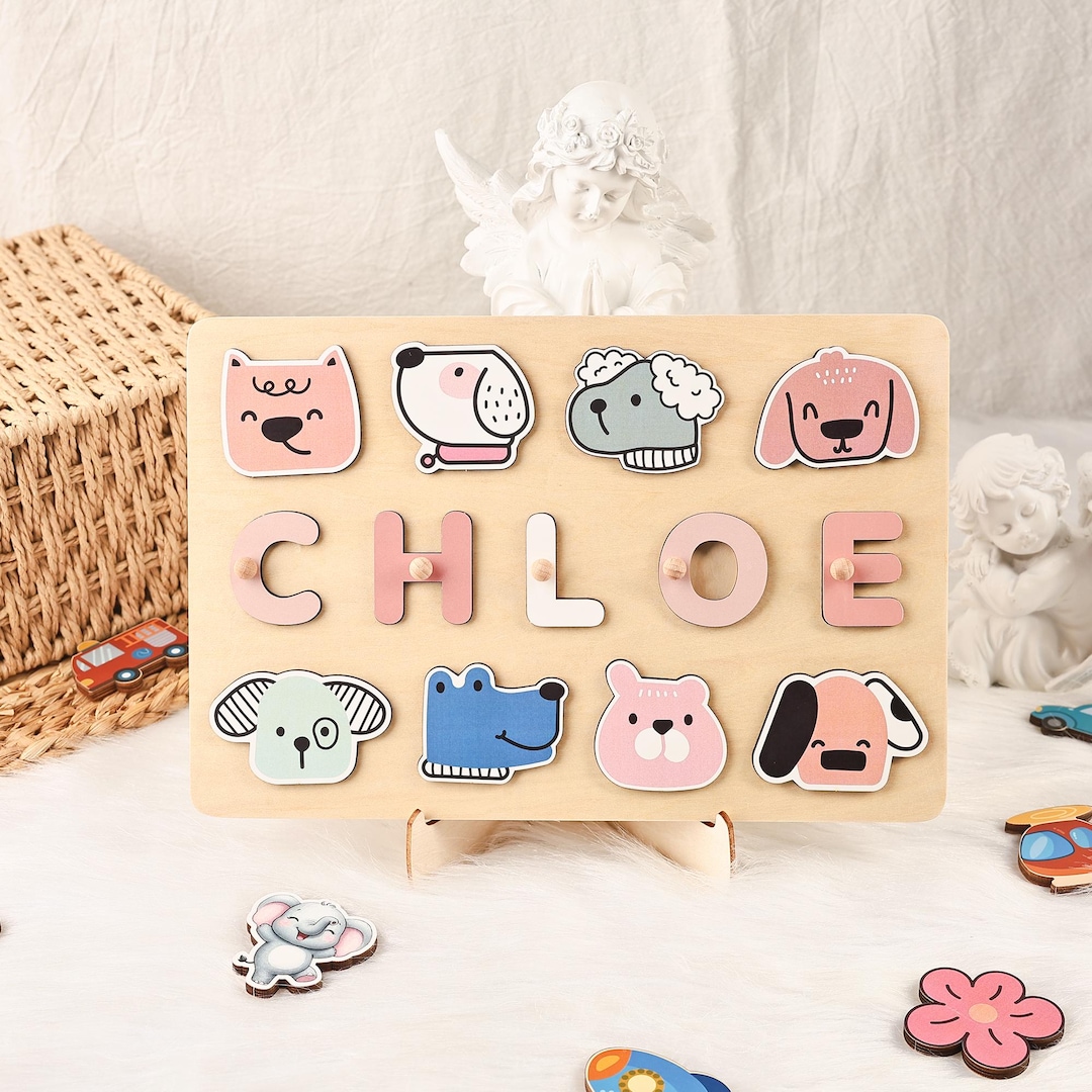 Cute Line Dog Busy Board Puzzle, Personalized Animal Name Puzzle Toy ...