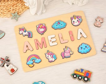 Optional Unicorn Name Puzzle, Personalized Kids Busy Board, Sensory Toy 2 Year-Old, Baby Name Puzzle, Nursery Decor, Unique Birthday Gift