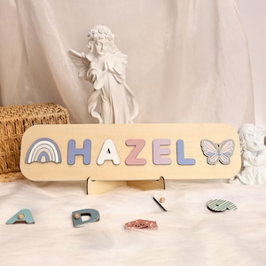 Personalized Name Puzzle, Nursery Neutral Decor, First Birthday Gift, Montessori Toys, Personalized Gift for Baby and Toddler, Wooden Toys