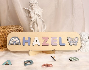 Personalized Name Puzzle, Nursery Neutral Decor, First Birthday Gift, Montessori Toys, Personalized Gift for Baby and Toddler, Wooden Toys