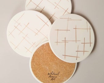 Mid Century Modern Drink Coasters - Housewarming Gift for Her - Set of Ceramic Coasters - Modern Home Decor - Absorbent Drink Coasters