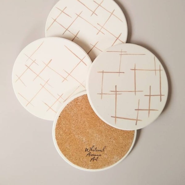 Mid Century Modern Drink Coasters - Housewarming Gift for Her - Set of Ceramic Coasters - Modern Home Decor - Absorbent Drink Coasters