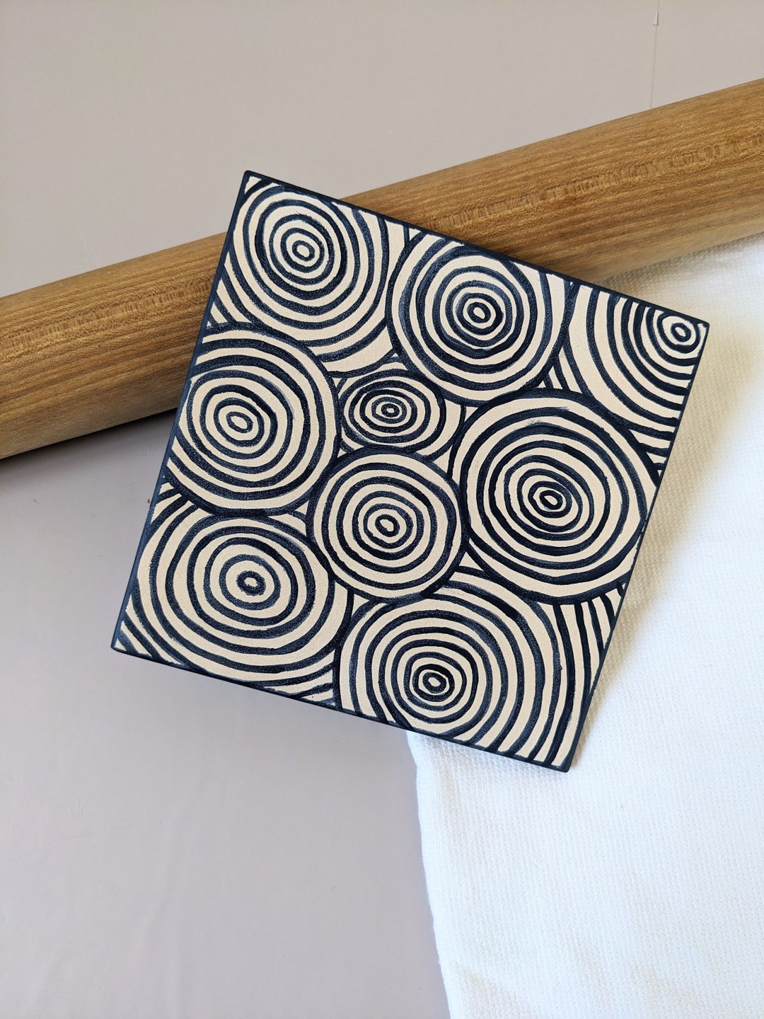 Blue and White Trivet Ceramic Pot Holder Kitchen Gifts for Her