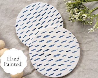 Blue and White Coasters - Mid Century Modern Drink Coasters - Housewarming Gift for Her - Modern Home Decor - Absorbent Drink Coasters