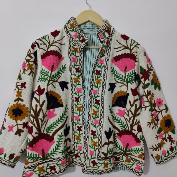 Hand Embroidery Cotten Suzani Jacket Coat for Women | Winter Wear, Bridesmaid Gift, Kimono Robe | Floral Unique Bridesmaid Jackets