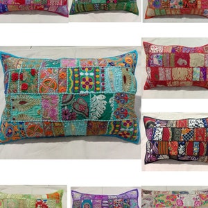 Patchwork Bohemian Embroidered handmade Pillows/Boho Patchwork Pillows/Sari patchwork Pillows/Bohemian home décor/ Home Decor pillow Sham