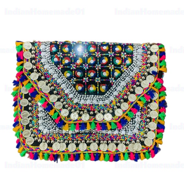 Multicolor - Banjara Vintage Embroidery Patchwork Coin Work Sling Bag main image 0