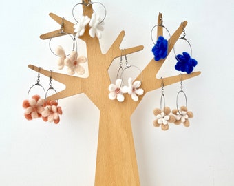 Felted flower earrings