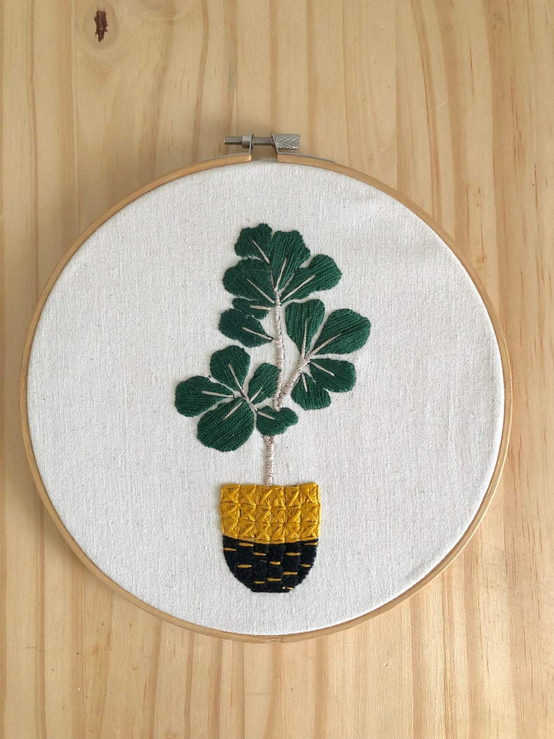 Tutoriel de broderie téléchargeable : Ficus Lyrata Embroidery tutorial to download Fiddle Fig Tree image 4