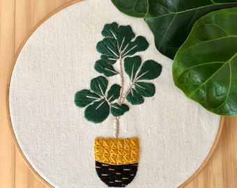 Kit de broderie Ficus Lyrata  - Embroidery kit (Fiddle Fig Tree)