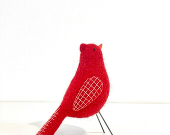 Felted bird in carded wool