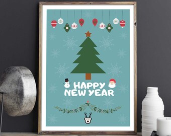 Pôster de Natal, decoração de ano novo, decoração de berçário, decoração de Natal, impressão de Natal, impressão de ano novo, presente de Natal, decoração de quarto infantil, arte de parede