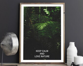 Impressões digitais, impressões da natureza, impressão de flores, pôster tipográfico, arte para impressão, arte de parede, decoração de casa, presente de ano novo, mantenha a calma, decoração de café