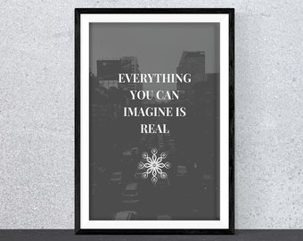 Impressão em preto e branco, impressão de tipografia, impressão de cidade, impressão inspiradora, impressão de escritório, impressão motivacional, arte de parede, decoração minimalista