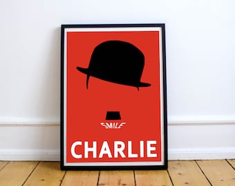 Cartel de Charlie Chaplin, El vagabundo, Charlot, Cartel de la película, Cartel de cine, Decoración de la pared, Regalo para Cinephile, Charlie Chaplin impresión, Cartel divertido