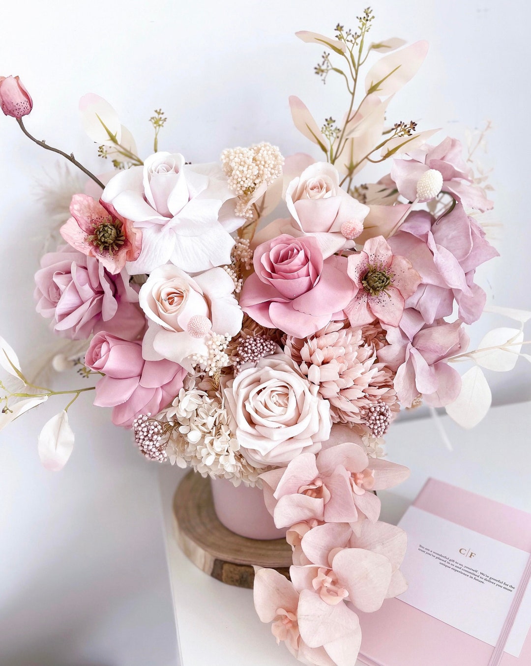 Rosy Vase Silk Flower Birthday Gift Ideas Home Decor Gifts Etsy