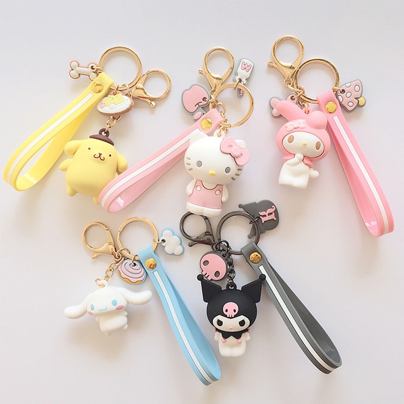 Cute Keychain Kuromi Melody Hello Kitty Bad BadtzMaru Keroppi Etsy