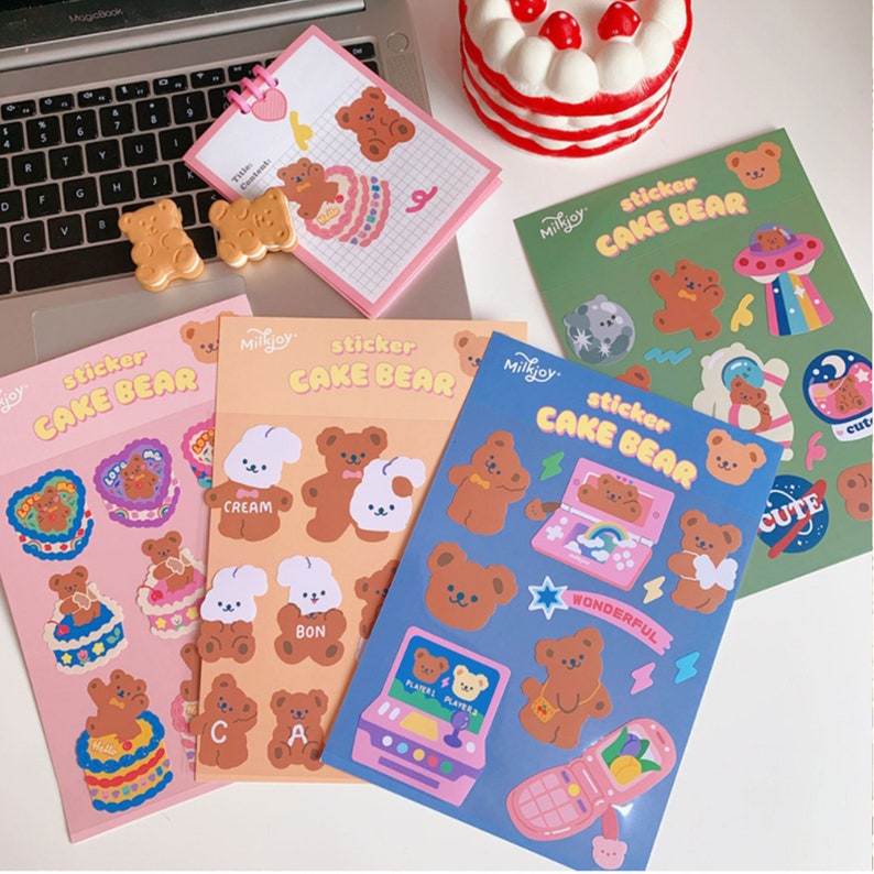 milkjoy cake bear stickersdeco stickerskorean etsy