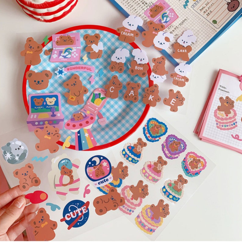 milkjoy cake bear stickersdeco stickerskorean etsy