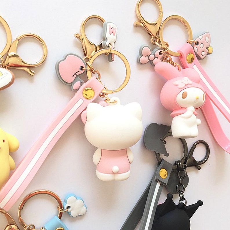Cute Keychain Kuromi Melody Hello Kitty Bad BadtzMaru Keroppi Etsy
