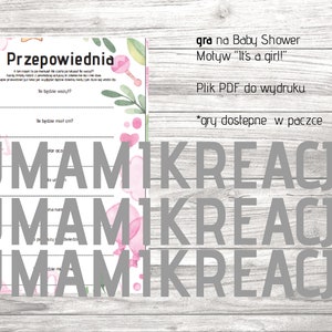 EN "Prophecy" game for Baby Shower. It's a girl! PDF version for self-printing.