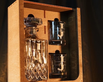 Personalized Whiskey Glass Decanter Set Gift For Him for Birthday or Wedding, Fathers Day Gifts, Fathers Day Gifts