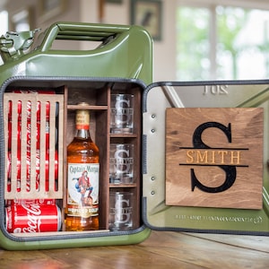 Personalized Whiske Glass | Handmade Jerry Can Mini Bar | Gift For Husband | Jerry Can Christmas | Gift For Him Anniversary, Retirement Gift