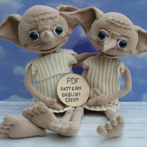 DOBBY Crochet pattern, Amigurumi, elf,  English, Czech Pattern Pdf, digital