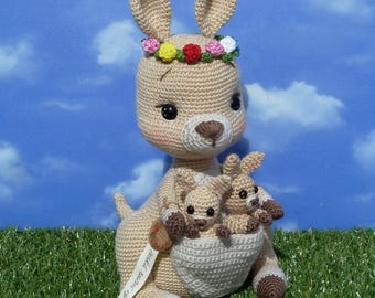 Crochet Kangaroo & Babies Amigurumi PDF Pattern PDF Tutorial-English, Czech