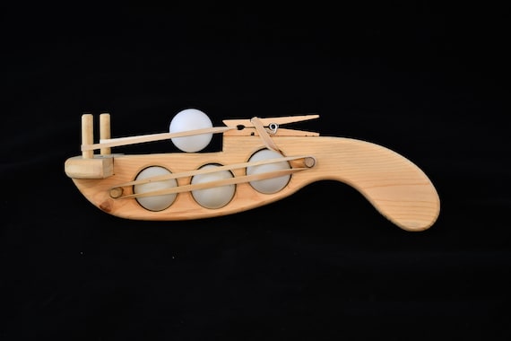 Wooden Ping Pong Ball Gun Toy Shooter Etsy