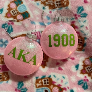 AKA Sorority inspired Ornaments, glitter ornament