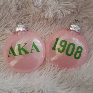 AKA Sorority inspired Ornaments, glitter ornament