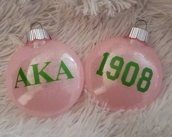 AKA Sorority inspired Ornaments, glitter ornament