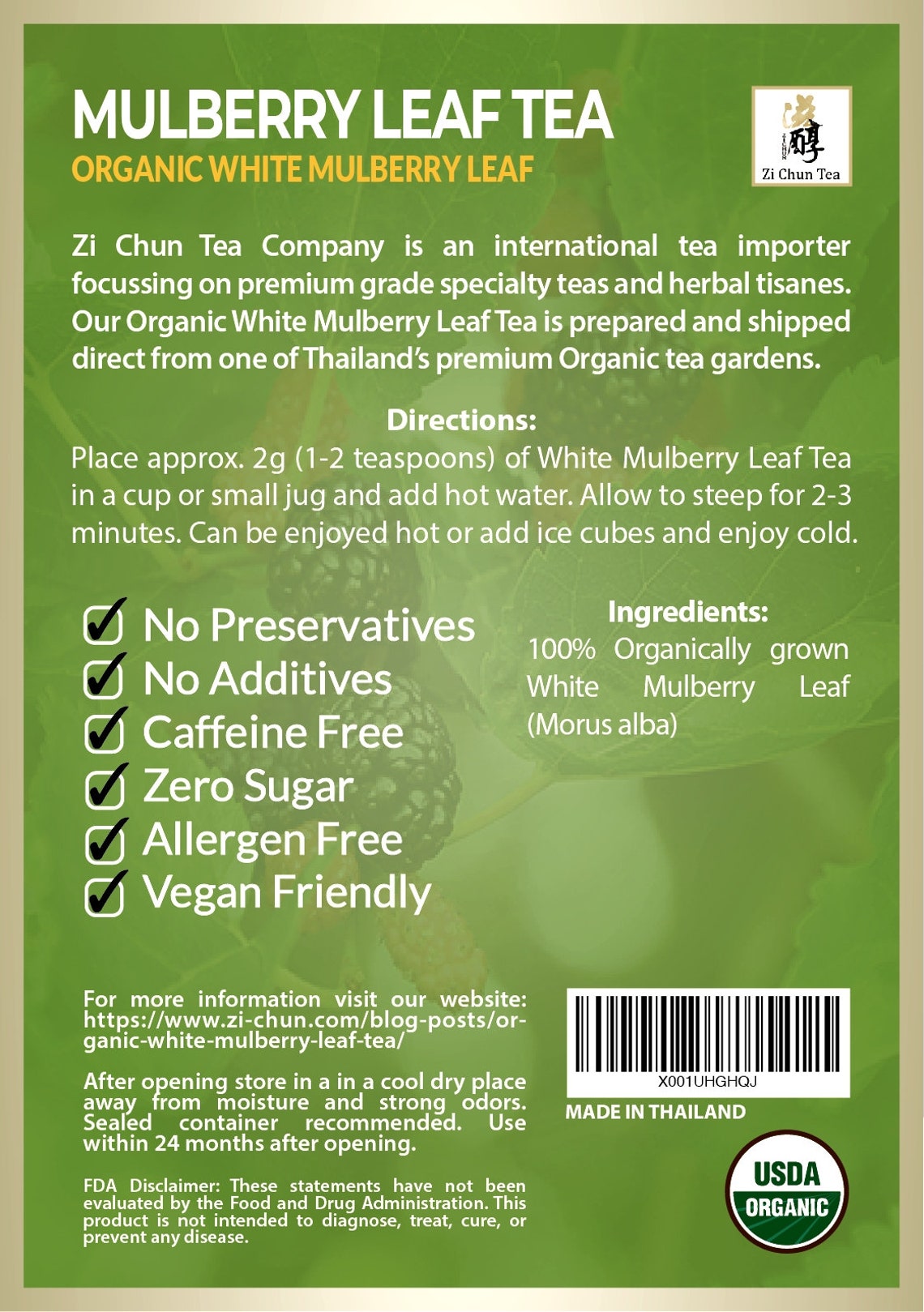 Organic Mulberry Leaf Tea Loose Leaf White Mulberry Tea. Etsy