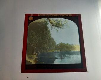 Antique Magic Lantern Slide C1900 wargrave ferry reading maidenhead river thames