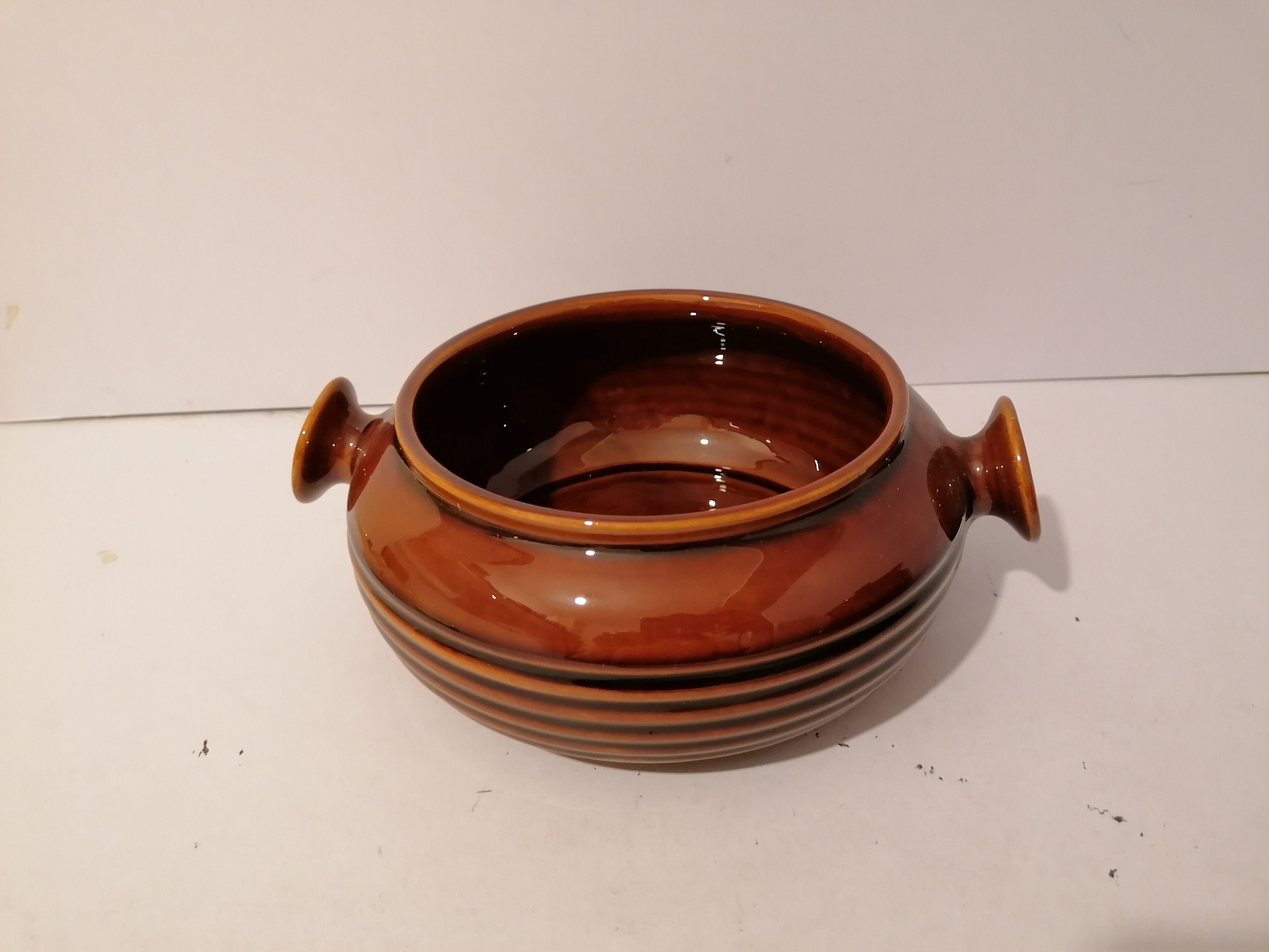 denmead poterie brun treacle casserole four plat sans couvercle tureen uvette bol de service 22cm large