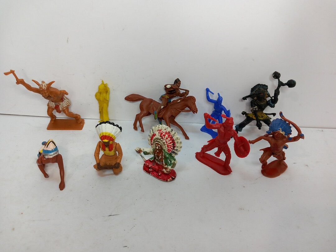 Liberty Imports 12-PC Cowboy & Indian Figures - Wild West Toy Set With Cake Toppers