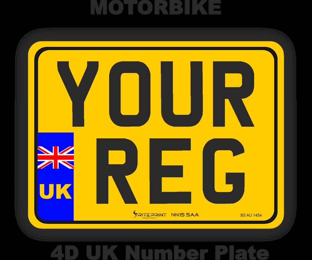 thumbnail image 2 of Premium Motorcycle Novelty 4D 3mm Show Number Plate – Yellow 7x5 Tinted (2 Row) 2 of 4