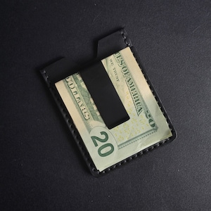 MONEY CLIP WALLET - black leather