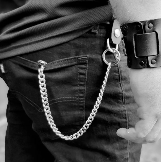 BIKER WALLET CHAIN / Nickel Plate / Solid Brass / Fish Hook