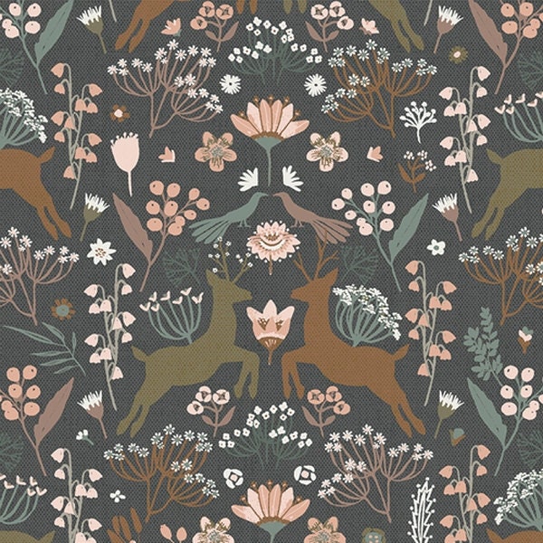 Art Gallery Fabrics - Botanist - Woodlandia Charcoal