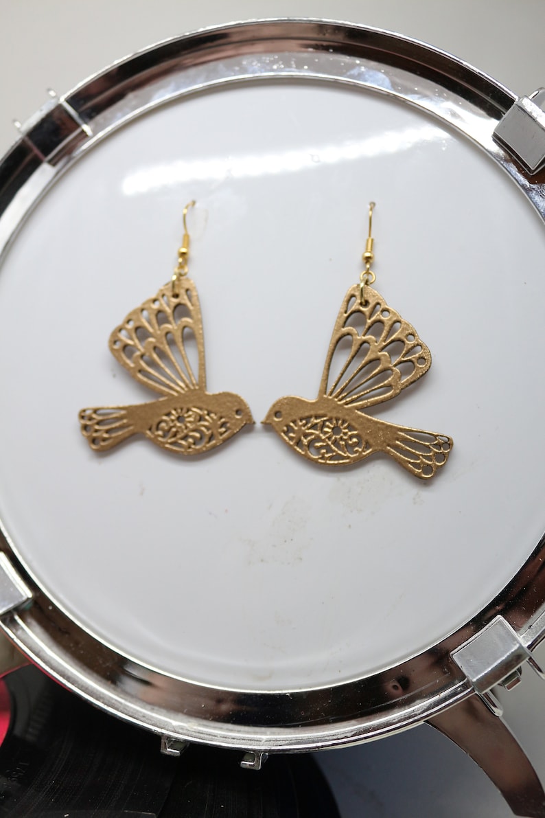 gold embossed decorative birds lazer cut wood