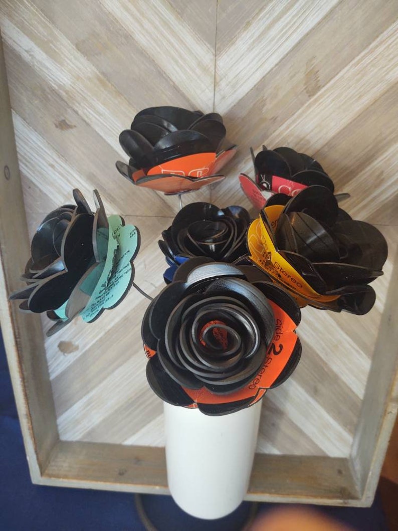 Record Rose made from vinyl records with or without wire Etsy