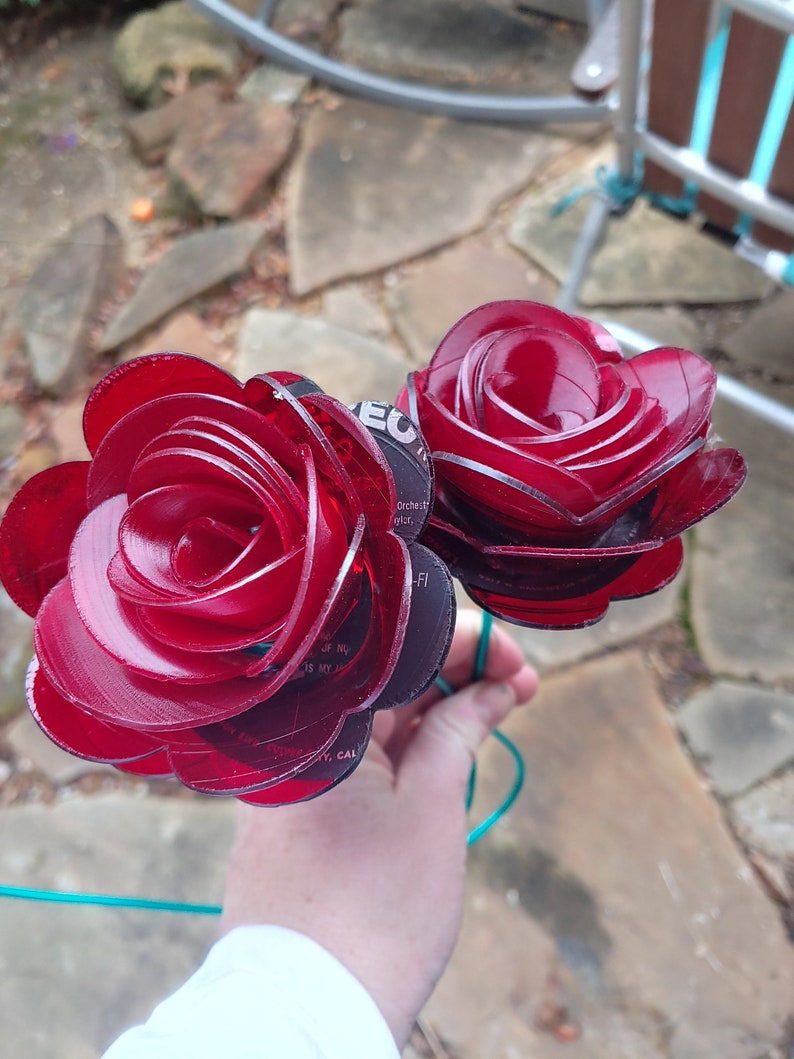 Colored Vinyl Record Rose Etsy