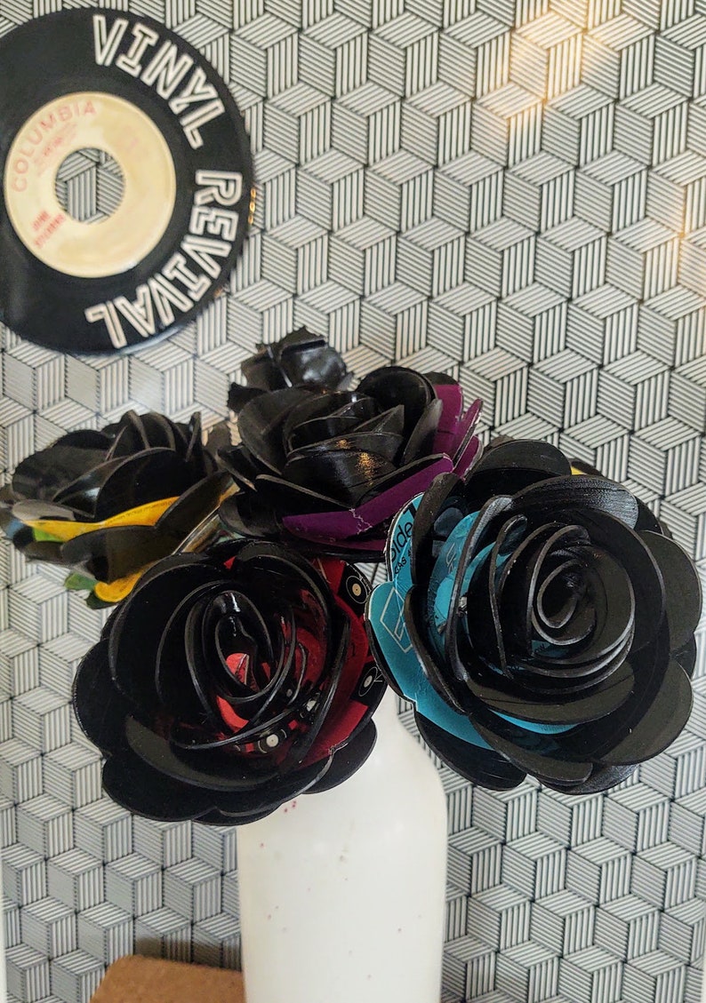 Record Rose made from vinyl records with or without wire Etsy